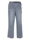 Gramicci Striped-pattern Belted-waist Trousers In Blue