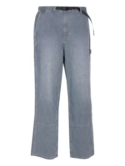 GRAMICCI STRIPED-PATTERN BELTED-WAIST TROUSERS