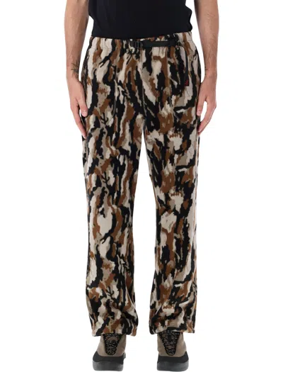 Gramicci Thermal Fleece Straight-leg Pants With Cinch Belt In Bark Camo