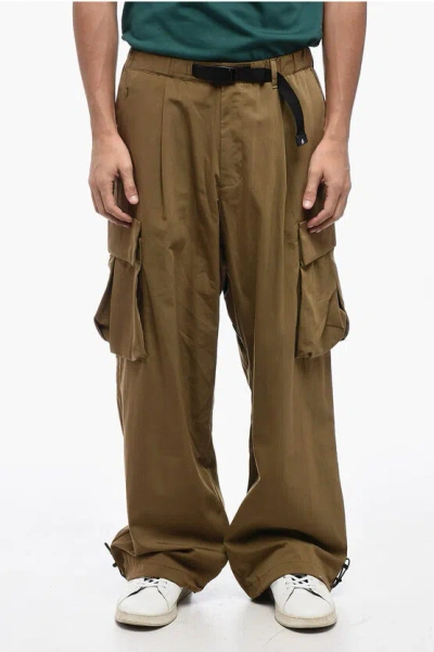 Gramicci Wide Leg Nylon Cargo Pants In Olive