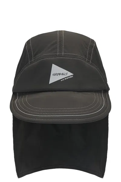 Gramicci X And Wander Brushed Nylon Sunshade Cap In Charcoal