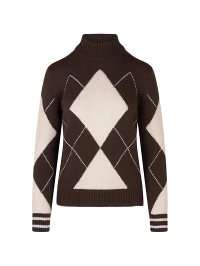 Gran Sasso Argyle Intarsia-knit Sweater In Brown