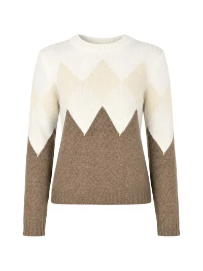 Gran Sasso Argyle Wool Sweater In Brown