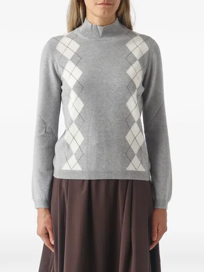 Gran Sasso Argyle-pattern Mock-neck Sweater In Multi