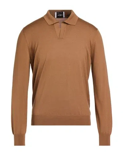 Gran Sasso Athleisure Man Sweater Camel Size 40 Virgin Wool In Brown