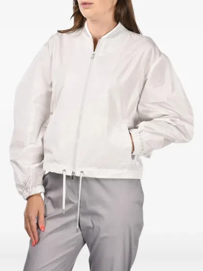 Gran Sasso Balloon-sleeve Zip-front Bomber Jacket In White