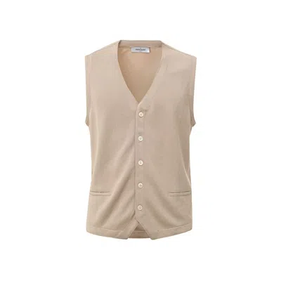 Gran Sasso Beige Cotton Sleveless Jacket In Neutral