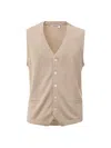 Gran Sasso Beige Cotton Sleveless Jacket In Neutral