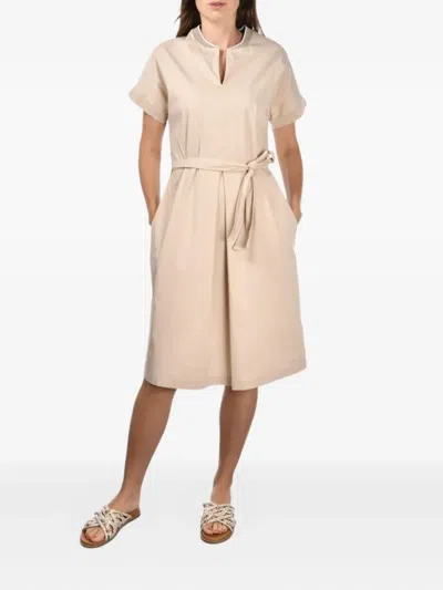 Gran Sasso Belted Dress In Neutral