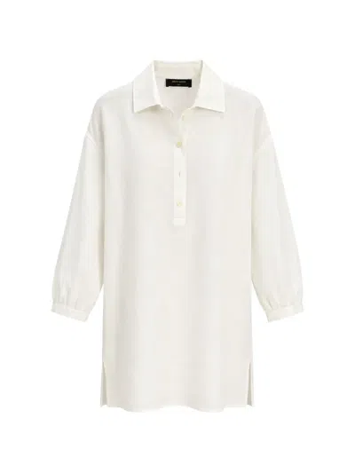Gran Sasso Bianca Button-placket Long-line Shirt In White