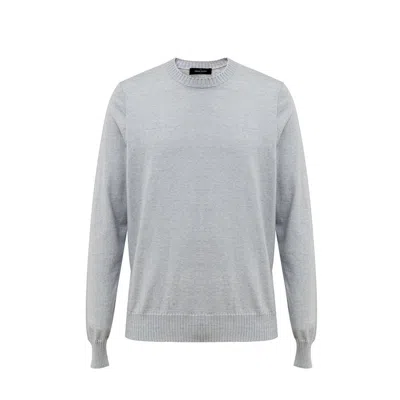 Gran Sasso Blue Cotton Sweater In Gray