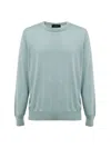 Gran Sasso Blue Girocollo Sweater In Cashmere And Silk In Blue  In Blue