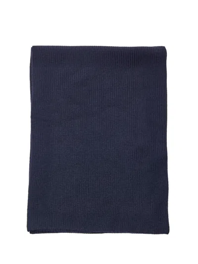 Gran Sasso Blue Wool Scarf In Costine