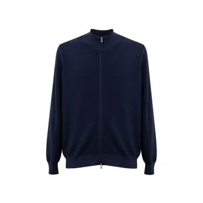 Gran Sasso Zip-neck Cotton Cardigan In Black