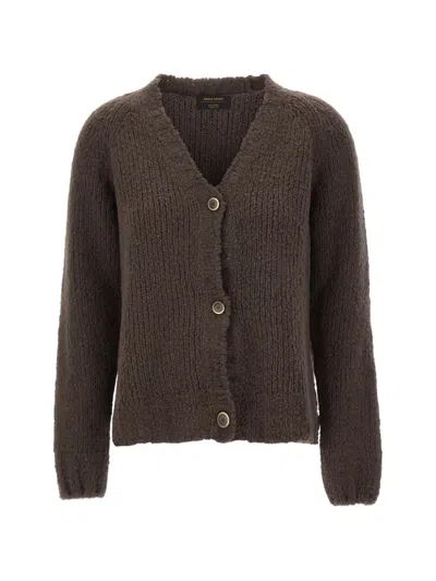 Gran Sasso Braided-knit V-neck Cardigan In Brown