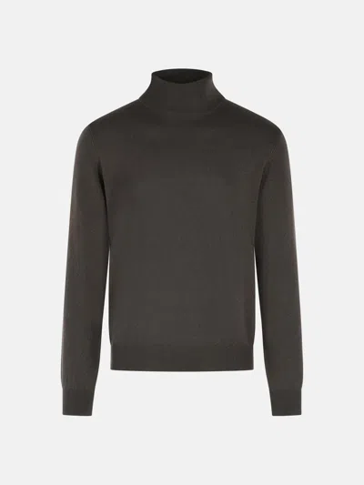 Gran Sasso Brown Cashmere Turtleneck Sweater In Gray