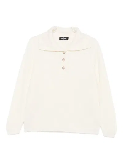 Gran Sasso Button Collared Sweater In White