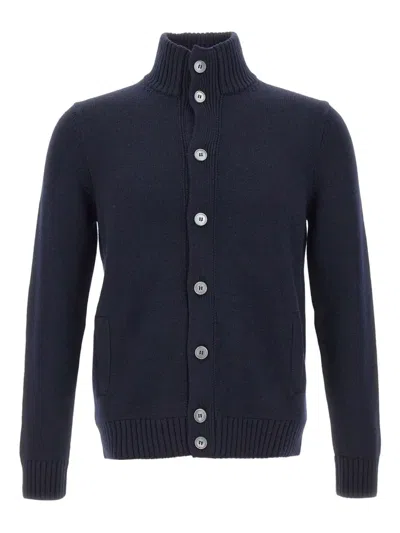 Gran Sasso Button-fastening High-neck Cardigan In Blue
