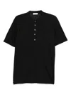 Gran Sasso Button-placket Linen T-shirt In Black