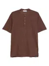Gran Sasso Button-placket Linen T-shirt In Brown