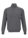 Gran Sasso Button-placket Wool Sweater In Gray