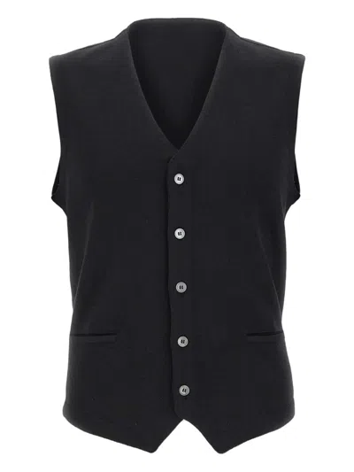 Gran Sasso Button-up Welt-pocket Waistcoat In Black