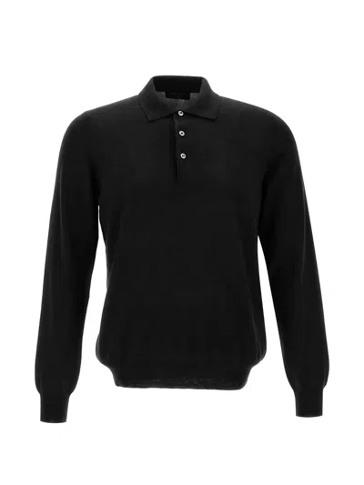 Gran Sasso Button-down Polo Sweater In Black