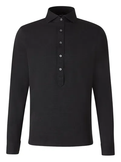 Gran Sasso Buttoned-cuffs Polo Shirt In Black