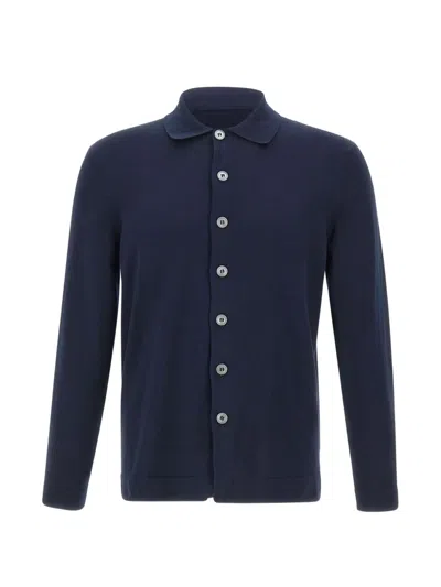 Gran Sasso Buttoned Knitted Shirt In Blue