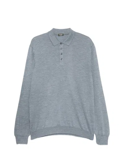 Gran Sasso Buttoned Long-sleeve Polo Shirt In Gray