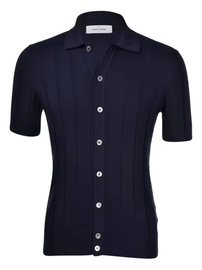 Gran Sasso Buttoned Short-sleeve Shirt In Blue
