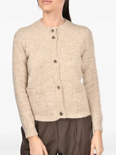 Gran Sasso Button-fastening Crew-neck Cardigan In Neutrals