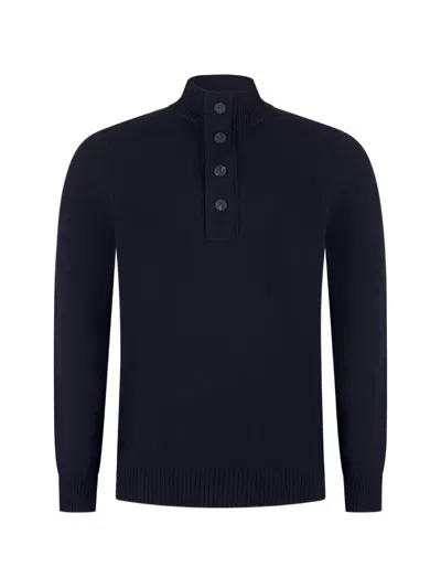 Gran Sasso Button-fastening High-neck Sweater In Black