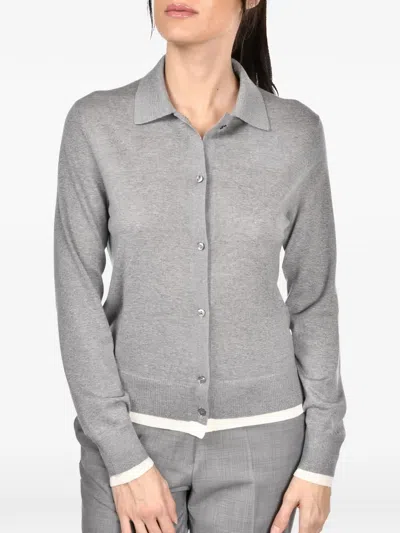 Gran Sasso Button-up Polo-collar Cardigan In Gray