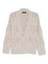 Gran Sasso Cable-knit Button-fastening Cardigan In Neutral