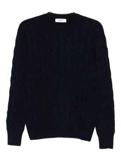 Gran Sasso Cable-knit Crew-neck Sweater In Black