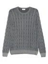 Gran Sasso Cable-knit Crew-neck Sweater In Gray