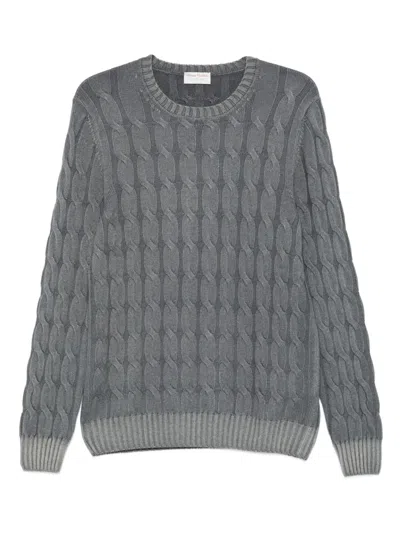 Gran Sasso Cable-knit Crew-neck Sweater In Gray