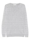 Gran Sasso Cable-knit Crew-neck Sweater In Gray