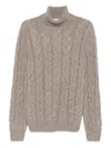 Gran Sasso Cable-knit Roll-neck Sweater In Gray