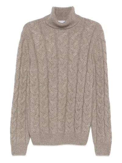 Gran Sasso Cable-knit Roll-neck Sweater In Gray