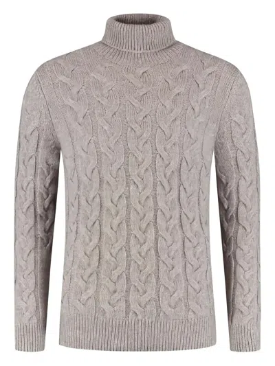 Gran Sasso Cable-knit Roll-neck Sweater In Neutral