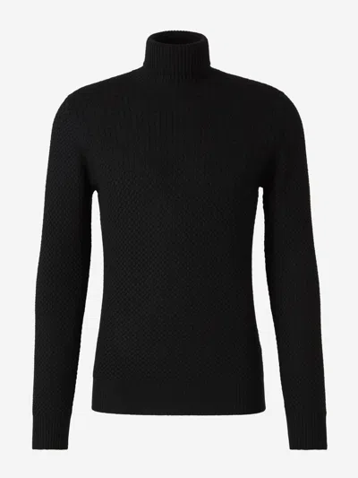 Gran Sasso Cable Knit Pullover In Black