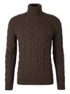 Gran Sasso Cable-knit Turtleneck Sweater In Brown