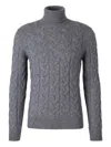 Gran Sasso Cable-knit Turtleneck Sweater In Gray