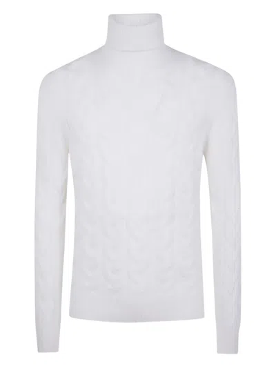 Gran Sasso Cable-knit Turtleneck Sweater In White