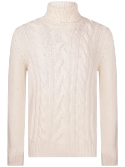 Gran Sasso Cabled Super Geelong Turtleneck In White