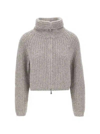 Gran Sasso Cable-knit Cropped Cardigan In Gray