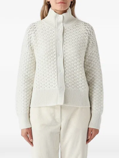 Gran Sasso Cable-knit High-neck Cardigan In White