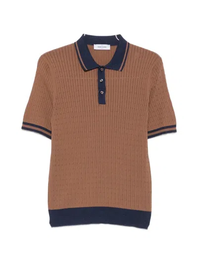 Gran Sasso Cable-knit Polo Shirt In Brown